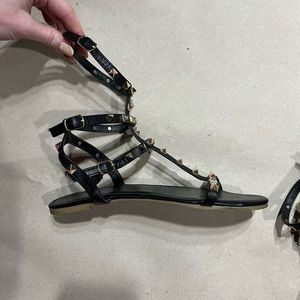 Black and gold studded sandals